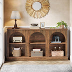 Tribesigns Farmhouse Console Table, 63-Inch Long 3 Tier Entryway Table with Storage, Wooden Rectangular Sofa Table Behind The Couch for Entrance, Hallway, Living Room, Dark Brown