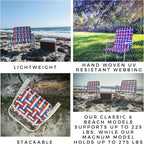 Lawn Chair USA Folding Aluminum Outdoor Patio Lawn Chair | Heavy-Duty Webbed Chairs for Camping, Sports, Beach, Yard & Tailgating | Lightweight Portable | Magnum - American Flag