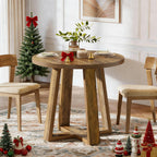 Tribesigns Small Round Dining Table for 2-4 People, 31.5 Inches Farmhouse Kitchen Table for Small Space, Dining Room, Kitchen, Apartment, Rustic Brown