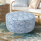 DYTXIII Inflatable Ottoman Stool D21 xH9 for Outdoor/Indoor Use, Water Repellent Patio Foot Rest Stool with Portable Handle,Round Pouf Ottoman Suitable for Garden,Deck and Camping - Pebble Blue