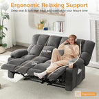 Oversized Loveseat Recliner Sofa, Double Recliner, Big Large Reclining Sofa with Cup Holders & Side Pockets, Traditional 2-Seater Manual Recliner Couch for Living Room, RV, Home Theater (Fabric,Grey)