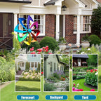 Wind Spinners Outdoor, 10 inch Wind Sculptures & Spinners, Metal Kinetic Wind Spinner, Decorative Pinwheels Large Wind Spinners for Yard and Garden Decor,Rainbow
