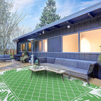 Ileading Outdoor Rug Carpet for Patio 8'x10' Waterproof Reversible Plastic Straw Rug Portable Outside Area Rug Camping Mat for Patio, Clearance, Balcony, Picnic, Pool, Beach, RV, Deck, Green