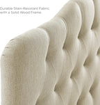 Modway Annabel Tufted Button Linen Fabric Upholstered Queen Headboard in Beige