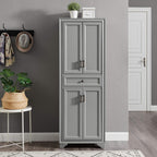 Crosley Furniture Tara Pantry Storage Cabinet with Shelves, Kitchen, Dining, or Laundry Room, Distressed Gray