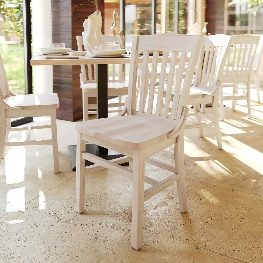 Flash Furniture Hercules School House Back Metal Restaurant Chair - Antique White Wood Seat - Black Frame