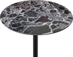 Small Drink Table,Height Adjustable Pedestal Table, Martini Tables, Side End Tables with Round Marble Top,Increase Size and Weighted Base for Small Spaces Living Room,Bedroom - Black