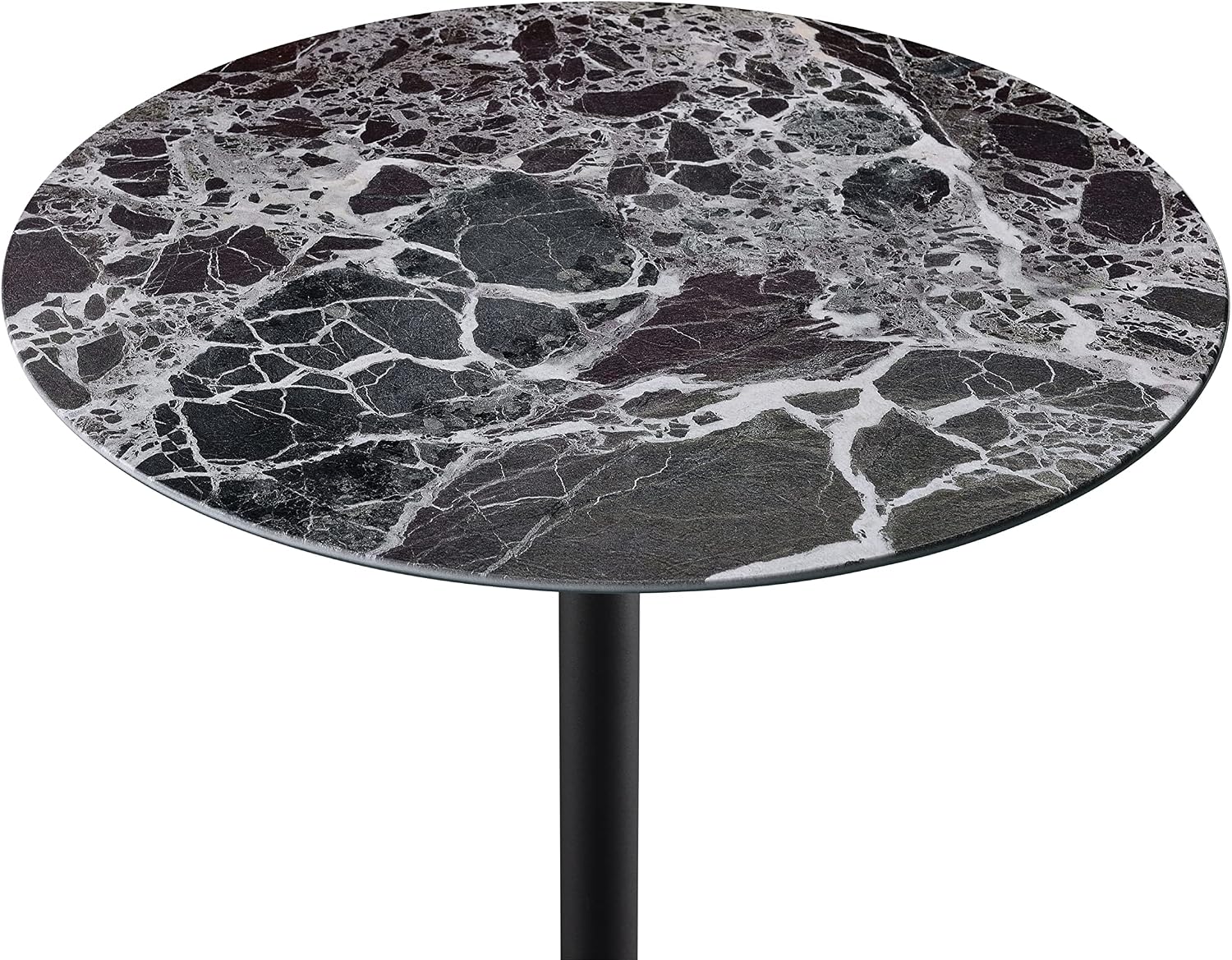 Small Drink Table,Height Adjustable Pedestal Table, Martini Tables, Side End Tables with Round Marble Top,Increase Size and Weighted Base for Small Spaces Living Room,Bedroom - Black