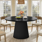 Tribesigns 47" Round Dining Table for 4-6 People, Farmhouse Circle Kitchen Table with Heavy Duty Fluted Pedestal Base for Dining Room, Kitchen, Living Room (Table Only)