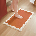 MONDAY MOOSE Bath Mat with Scalloped Wavy Ripple Design, Microfiber Absorbent Non Slip Tufted Rug for Floor, Shower or Kitchen (20x32 inch, Terracotta)
