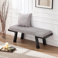 Zesthouse Solid Wood Bench for Bedroom End of Bed, Upholstered Small Entryway Bench with Cushion, 47" Grey Linen Ottoman Bench with Black Wood Legs, Modern Dining Bench Seat, for Indoor Living Room