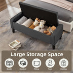 50" W Storage Ottoman Bench with Safety Hinge, Load up to 660 lb Ottoman with Storage, Upholstered Tufted Entryway Bench with Seating for Living Room, Bedroom, Entryway, Dark Gray