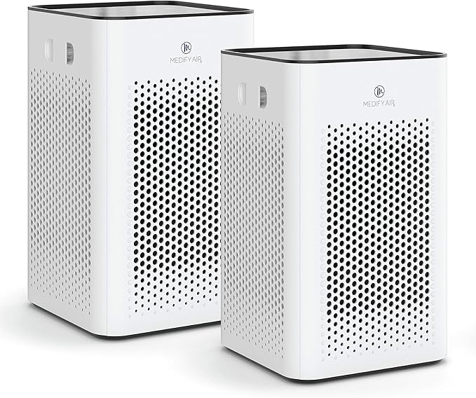 Medify MA-25 Air Purifier with True HEPA H13 Filter | 825 ft² Coverage in 1hr for Allergens, Smoke, Wildfires, Odors, Pollen, Pet Dander | Removal to 0.1 Microns | White, 2-Pack