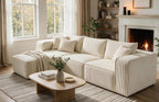 YITAHOME Oversized Cloud Couch Sectional Sofa for Living Room | Modular L-Shaped Corduroy Sofa with Chaise Lounge, Deep Seat Convertible Couch, Compressed No Assembly,Beige