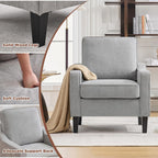 Mangodan Comfy Accent Chair for Living Room, Mid Century Modern Reading Chair for Bedroom, Office and Waiting Room, Upholstered Armchair Single Sofa Chair with Reinforced Legs(Light Grey, Set of 1)