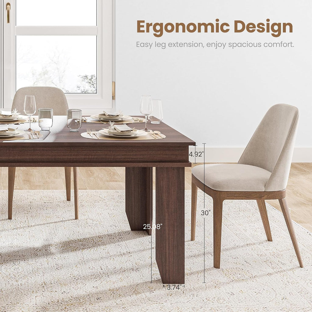 GarveeHome Farmhouse Dining Table for 4-6 People, 63 in Long Kitchen Tables with Wooden Sturdy Frame, 5 ft Large Rectangular Dinner Table for Dining Room, Kitchen, Black, Brown Non-extendable