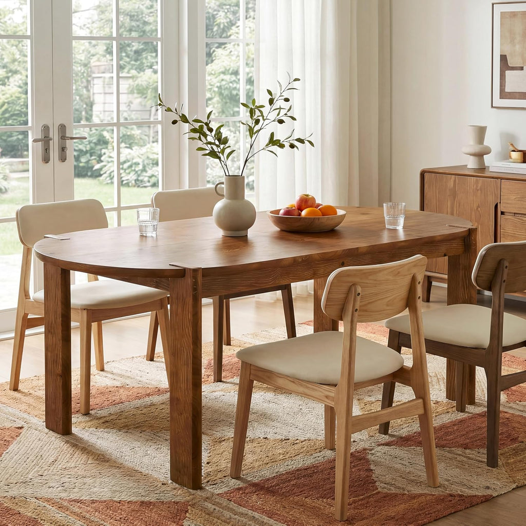 Tribesigns 63-Inch Solid Wood Oval Dining Table, Farmhouse Dinner Table with Sturdy Base for 4-6, Rustic Kitchen Table for Dining Room, Apartment, Living Room
