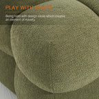 Zesthouse Square Pouf Ottomans Set of 2, Modern Vanity Chair for Bedroom | Boucle Fabric Foot Rest for Couch, Upholstered Tufted Footstool, Poofy Ottoman Seat for Living Room Dorm Fluffy Ottoman Green