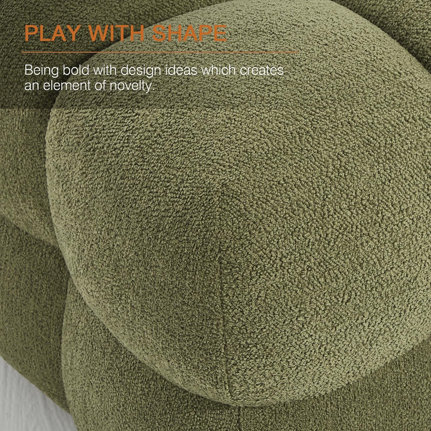 Zesthouse Square Pouf Ottomans Set of 2, Modern Vanity Chair for Bedroom | Boucle Fabric Foot Rest for Couch, Upholstered Tufted Footstool, Poofy Ottoman Seat for Living Room Dorm Fluffy Ottoman Green