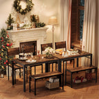 Shahoo Kitchen Table and 2 Chairs for 4 with Bench, 4 Piece Dining Sets for Small Space,Deep Brown