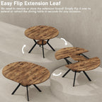 42"-58" Extendable Oval Dining Table for 4-6, Kitchen Round Table with Hidden Leaves & Storage Shelf, Space Saving Modern Design with Sturdy Metal Legs for Kitchen, Dining Room & Small Apartments