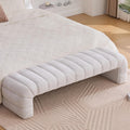 Arched Ottoman Bench for Bedroom Living Room,69.7" Chenille Long Benches for Bed End King Size,Modern Channel Tufted Seating Bench for Entryway,Window,Bedside (Ivory, 69.7")
