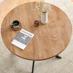 Homedot Small Dining Table Set for 2,37-in Round Kitchen Table Chairs Set Space Saving, Rustic Brown Breakfast Nook Dinner Table with Yellow Dining Room Side Chairs Upholstered for Dining Hall