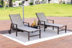 PURPLE LEAF Outdoor Chaise Lounge Chair with Armrests Bronze Aluminum Beige