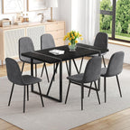 55" Black Dining Table Set for 6, 7 piece Modern Dining Table Set with Farbic Chairs, Farmhouse Kitchen Table Chairs Set of 6 Suit for Living Dining Room Furniture, Sturdy and Easy-to-Clean