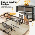 COSTWAY 3-Piece Small Dining Table Set for 2, Industrial Dinette Set with Sturdy Metal Frame & Wood Grain Tabletop, Space-Saving Kitchen Table and Chairs for Apartment, Small Spaces (Gray Oak)