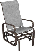 Yaheetech Outdoor Rocking Chair Patio Glider with Sling Seat Set of 1,Gray | Porch Chair and Outdoor Rocker with Steel Construction for Balcony, Deck, Backyard and Garden; Smooth-Gliding Lounge Seating