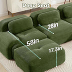 Modular Sectional Sofa Couch, U Shaped Sectional Couches for Living Room, Oversized Cloud Couch with Deep Seat and Ottoman, Comfy Corduroy Upholstery Green Couches, No Assembly(3S+2O)