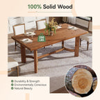 63" Solid Wood Dining Table for 4-6, Farmhouse Rectangle Kitchen Table with Thicken Tabletop and Sturdy Construction, Modern Wooden Dinner Table for Dining Room, Kitchen, Walnut