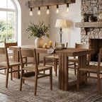 LITTLE TREE Solid Wood Dining Table, 61.8” Dining Table for 4-6 People, Rectangular Wood Kitchen Table, Farmhouse Dinner Table with U-Shaped Legs for Kitchen, Dining Room, Kitchen, Rustic Brown