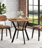 MECHYIN 31.5" Round Kitchen Table for 2-4, Small Round Dining Table with Storage, Rustic Wood Circle Table with Metal Legs, Compact Dining Room Table for Kitchen, Cafe, Apartment and Small Space