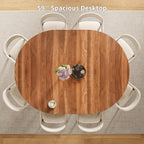 iPormis 43.3-59 Inch Extendable Round Dining Table for 6-8 People, Oval Dinner Table with Adjustable Top and A Stable Round Pedestal Base, Space Saving Wooden Kitchen and Dining Table, Walnut