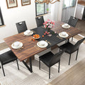 chartustriable 7PCS Dining Table Set with 6 Chairs for 4 5 6 People, 71" Large Wooden Kitchen Table Sets with 6 Upholstered Chairs,6-Person Kitchen Table & Chairs Set for Dining Room Kitchen(Brown)