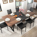 chartustriable 7PCS Dining Table Set with 6 Chairs for 4 5 6 People, 71" Large Wooden Kitchen Table Sets with 6 Upholstered Chairs,6-Person Kitchen Table & Chairs Set for Dining Room Kitchen(Brown)