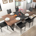 70IN Large Dining Table for 4 5 6 People,Farmhouse Kitchen Dinner Table W/Brown Wood Waterpoof Tabletop,Rectangular Family 6FT Dining Tables w/Adjustable Leg for Office Home Living Dining Room