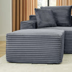 ERYE 127" U-Shaped Cloud Sectional Couch Oversized Modular Compressed Sectional Sofa with Ottoman Chaise Lounges & Console, Plush Corduroy Symmetrical Sofa, Grey