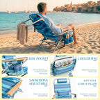 Beach Chairs for Adults, Portable Folding Backpack Beach Chair Heavy Duty 5-Position Lay Flat with Cooler Bag, Cup Holder for Outdoor/Lawn/Trip/Picnic/Fishing/Camping