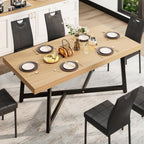 71" Farmhouse Dining Table for 4,6,8 People,Wooden Rustic Kitchen Table W/Thickness Waterproof Wood Tabletop,Rectangular Long Brown Dinner Table for Home Office,Dining Room,Living Room Furniture