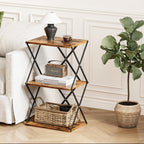 3-Tier End Table Small Side Table Tall Bedside Night Stand with Storage Sofa Side desks for Living Room Bedroom Office Bathroom Small Space Rustic Brown ET-03RB