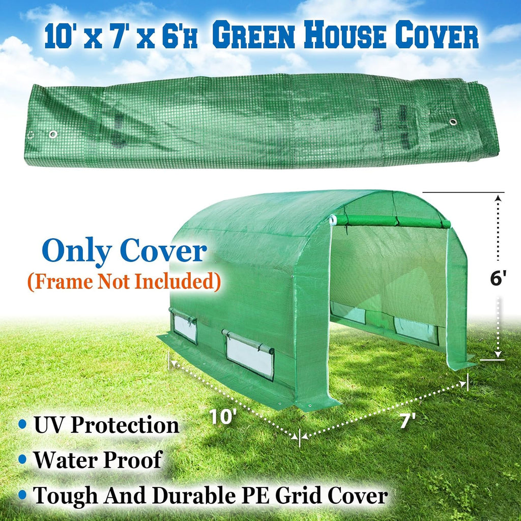 Strong Camel Greenhouse Replacement Covering for Outdoor Larger Hot Garden House , Support Arch Frame Climbing Plants/Flowers/Vegetables (10' X7'X6', Cover)
