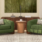 Jennifer Taylor Home Kenzie 19.5" Fluted Pillar Round Accent Side Table, Light Natural Brown Rubberwood