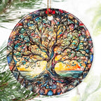 Colorful Ceramic Tree of Life Christmas Ornament, Tree of Life & Christmas Ornaments for Tree, Holiday Decor - Pattern C