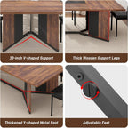 chartustriable Dining Table for 8-10 People,94" Large Modern Kitchen Table W/Built-in Table Runner Design,Brown&Black Industrial Rectangular Dinner Table,Waterproof Wood Table Sturdy Base,280lbs Load