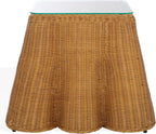 SAFAVIEH Couture Collection - Hylda Natural Rattan Accent Table, Square Design with Glass Top, Boho Coastal Style, Fully Assembled (CWK3010A)