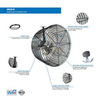 Schaefer VK20-B VersaKool Air Circulator Fan & Aluminum Blade, Ceiling Wall Mount Greenhouse Fan, 5470 CFM, 1/3 hp, Energy-Efficient Commercial use for Patio, Garage, Industrial & Workshop (Black)