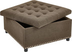 30 inch Large Square Storage Footstool Coffee Table with, Ample Space - Perfect for Living Room Storage